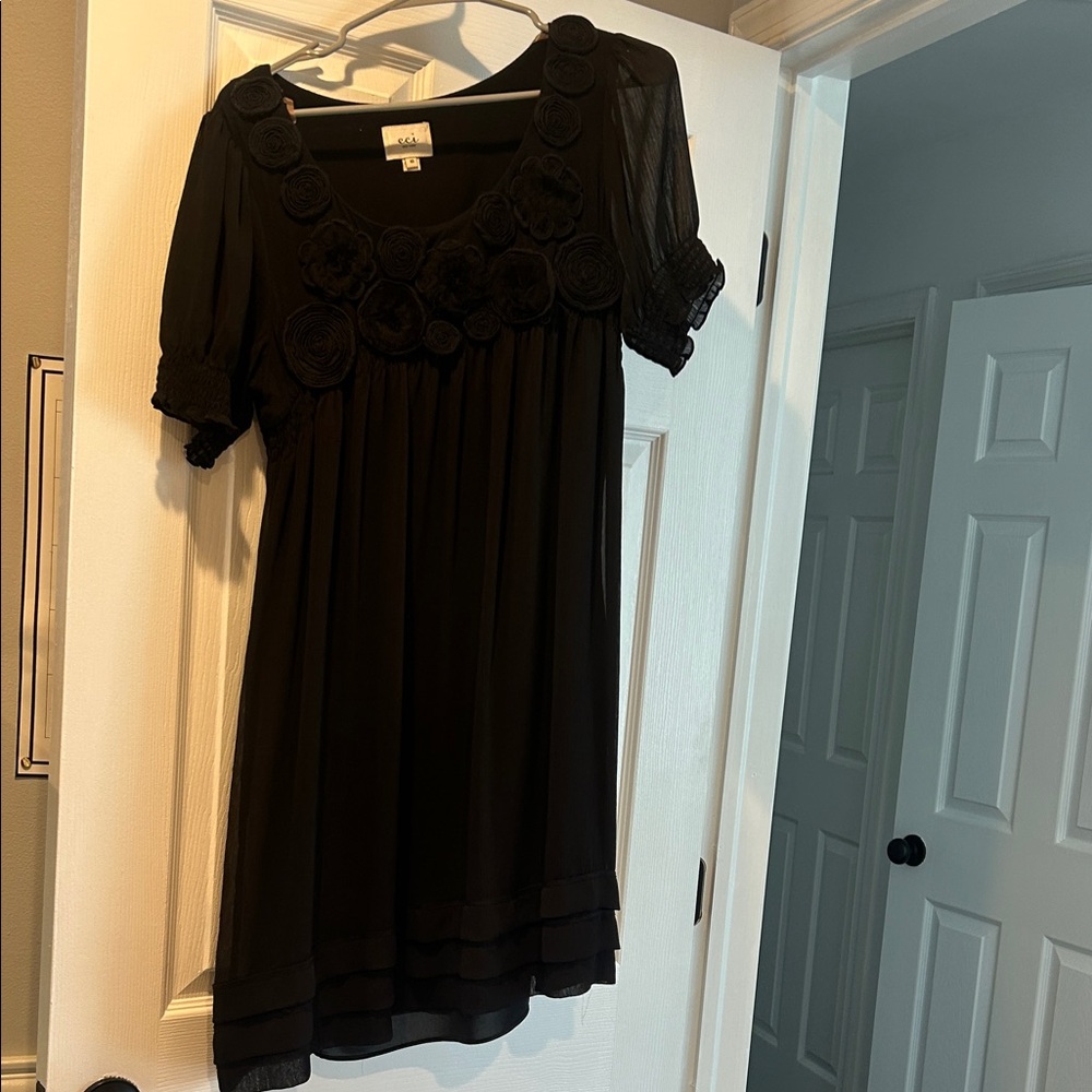 Anthropologie Black Floral Embellished Blouse